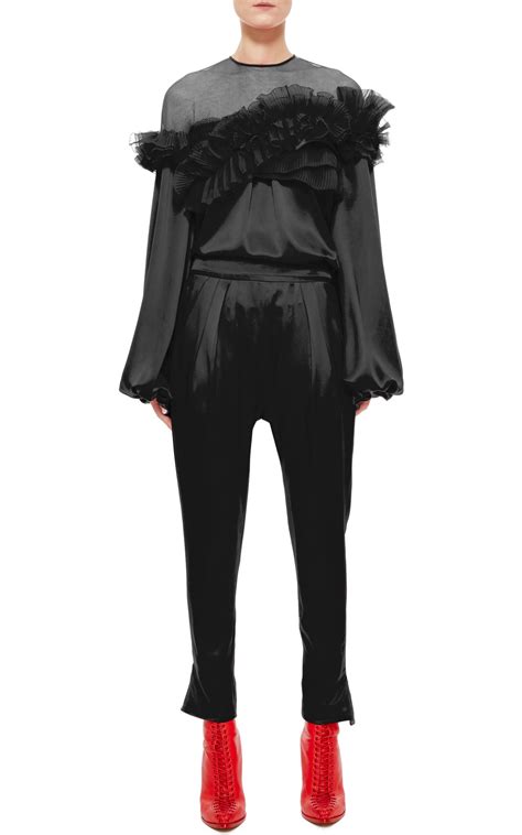 givenchy painted ruffle shirt|GIVENCHY Ruffled satin.